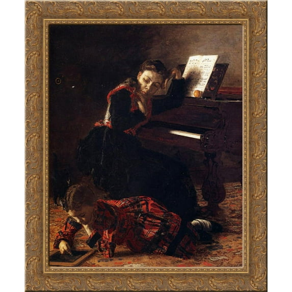 Home Scene 20x23 Gold Ornate Wood Framed Canvas Art by Eakins, Thomas