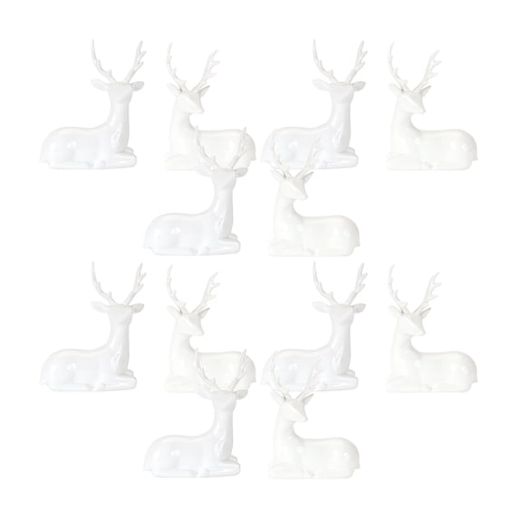 Home Seasonal Decorative Polyresin Deer (Set Of 12) 6"H Resin - White