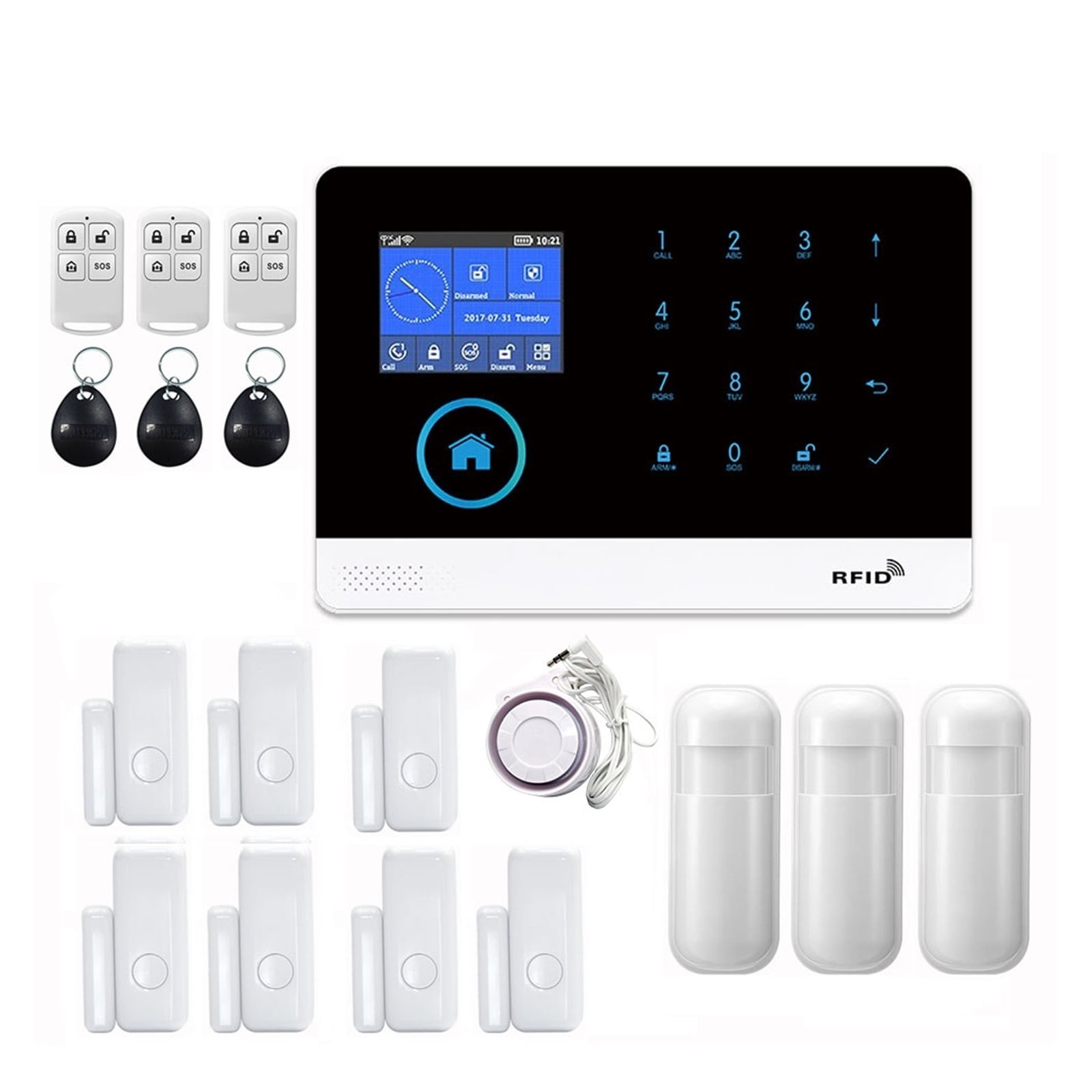 Home Security Alarm System GSM Alarm Intercom Remote Control Autodial ...