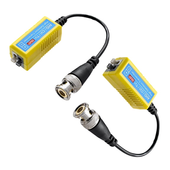 Home Security Balun Set With BNC Connectors, Twisted Pair Video Bridge, Analog Camera Converter Across Indoor Layouts, Cleaner Routing