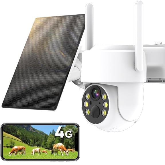 Home Security Camera 4MP 2K Outdoor Wireless Cameras Solar Powered Battery Cameras 355 PTZ Colour Night Vision, 2 Way Talk, PIR Motion Detection, Spotlight, Cloud/SD Storage Works with Alexa