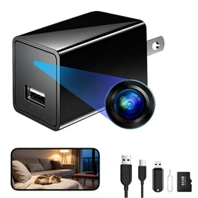 TETATONSHK Wireless Charger Camera,1080P Mini Home Security Camera Charger,APP Remote View with Pre-Installed 64GB SD Card,Wireless Indoor Camera with Live View and Event Recording,