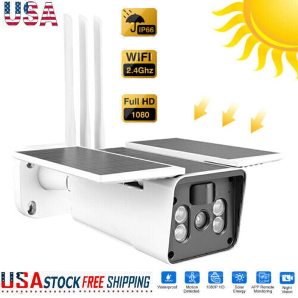 Home Security Camera Outdoor Solar Battery Powered Wireless Wifi Pan Tilt - USA