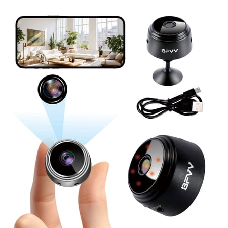 BFVV Smart Home Security Cameras Wireless Wifi with Night Vision 1080P HD Mini Nanny Cam Indoor/Outdoor