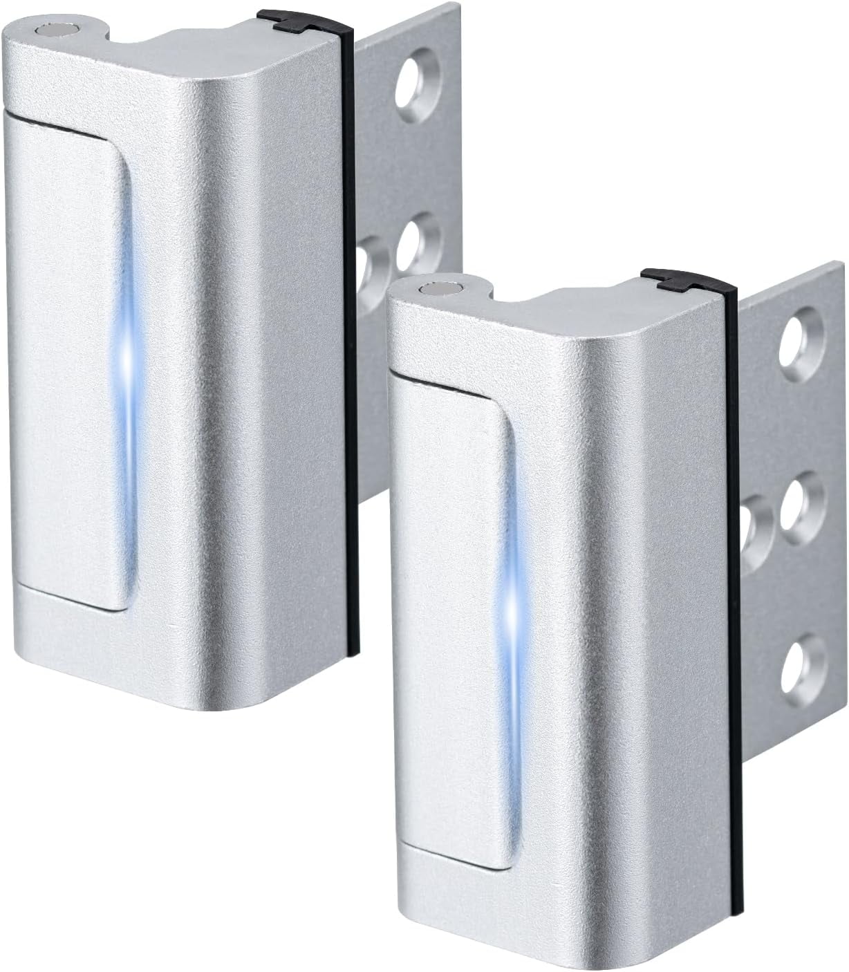 Home Security Door Lock 2 Pack Childproof Door Reinforcement Lock 3 Inch Stop Withstands 800 Lbs For Inward Swing Doors Silver