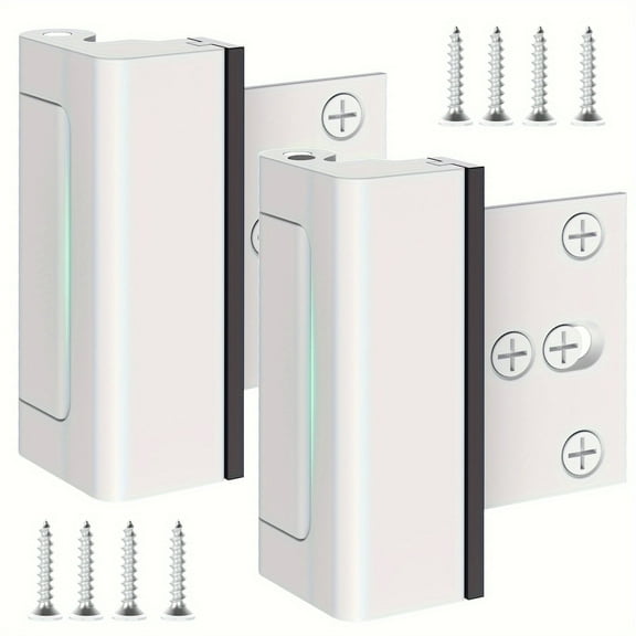 Treasem Home Security Door Lock, Inside Door Reinforcement Lock for Your Family Safety and Childproof Use, 3 inch, Aluminium Alloy, with 8 Screws, 2 Pack, White