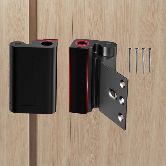 Home Security Door Reinforcement Lock for Front/Inward Swing Doors - Upgraded Reinforced 1200lbs Capacity, Night Kids Safety Metal Flip Deadbolt Latch (1Pack Black)