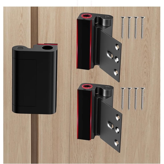Home Security Door Reinforcement Lock for Front/Inward Swing Doors - Upgraded Reinforced 1200lbs Capacity, Night Kids Safety Metal Flip Deadbolt Latch (2Pack Black)
