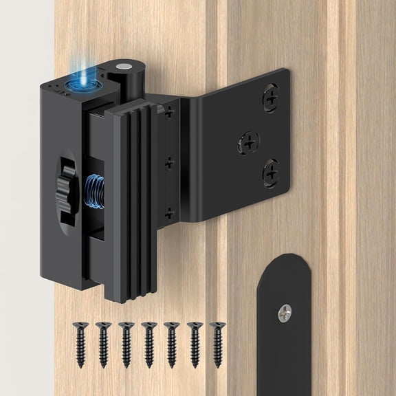 Home Security Door Reinforcement Lock, Screw Mounted Safety Latch Inside Stopper for Inward Swinging Front Door, Apartment & Hotel - Withstand 800 lbs Stop Flip Lock (Black-1PC)