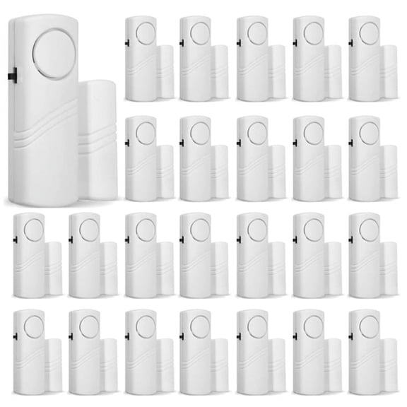 Home Security Door and Window Alarm Sensor, 24-Pack, ABS White