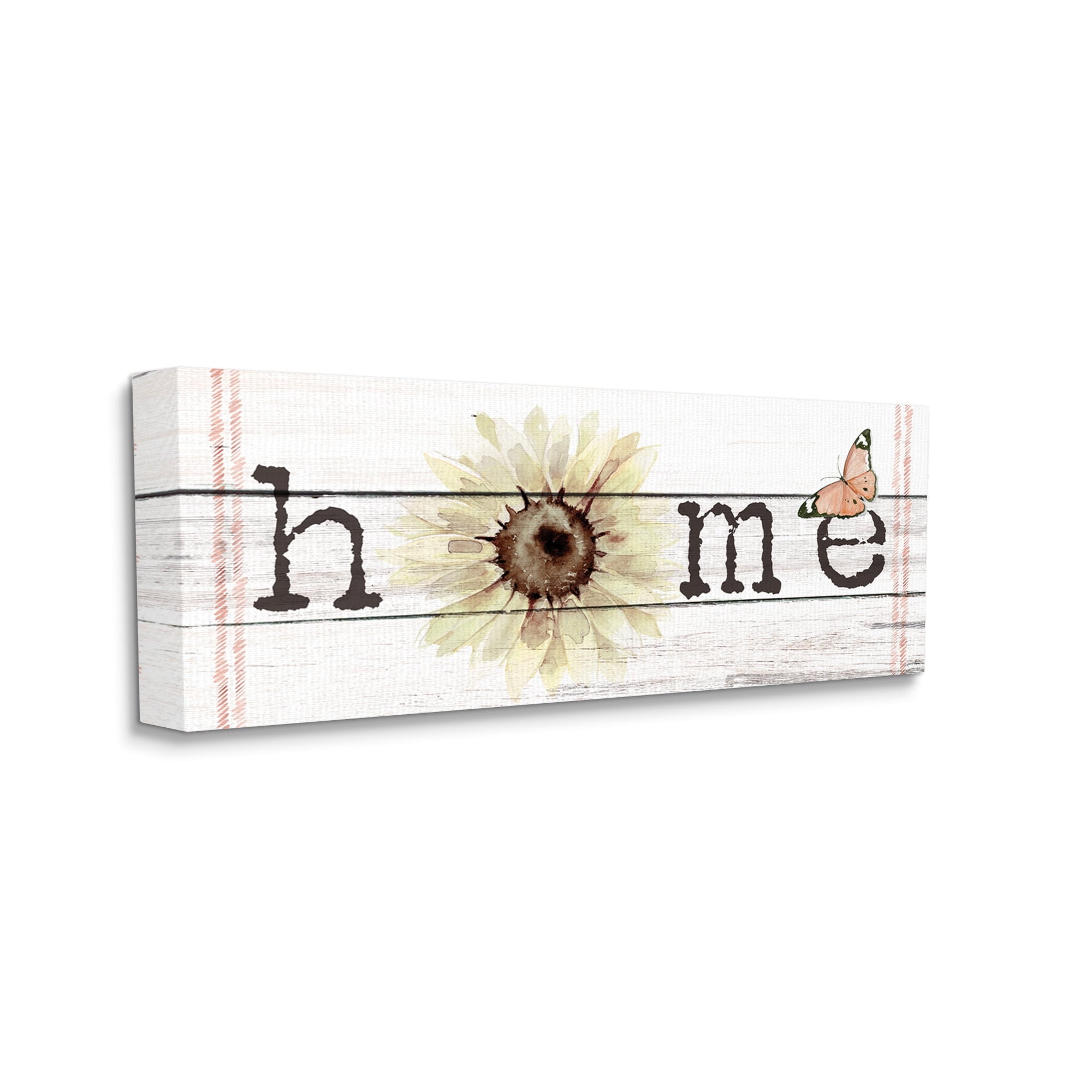 Stupell Industries Home Sentiment Plank Pattern Sunflower Butterfly,20 x 48,Designed by Jennifer Paxton Parker
