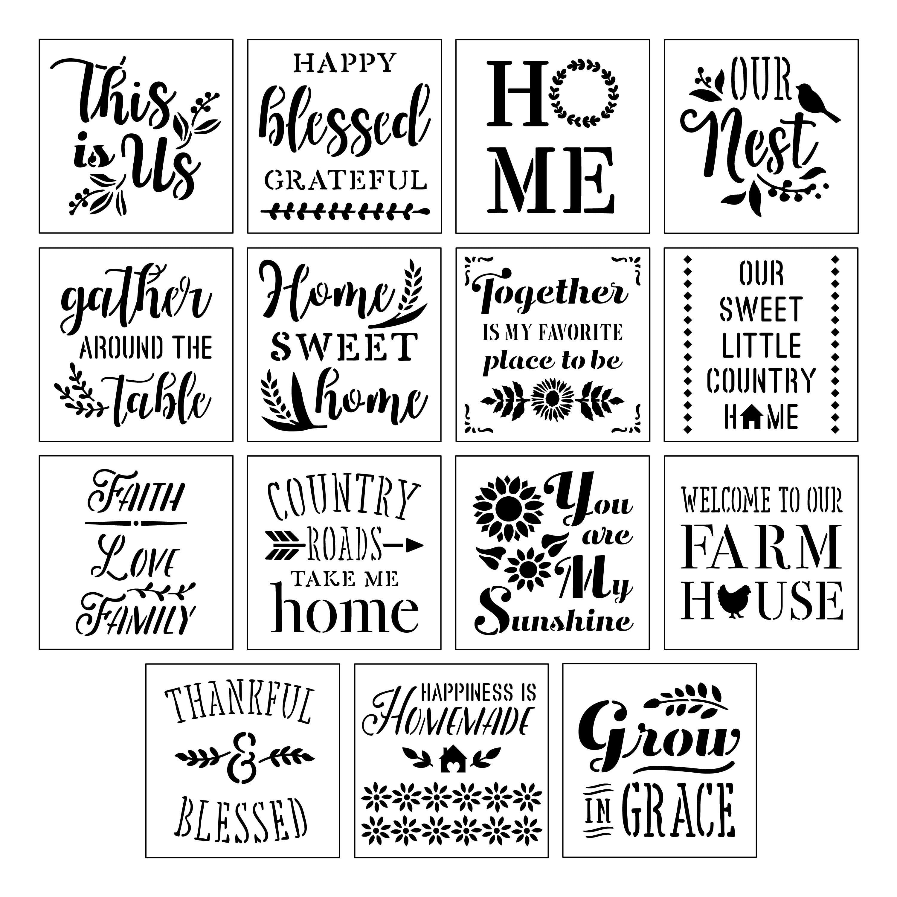 Home Sentiments Stencils by Craft Smart - 12" x 12" - 60 designs