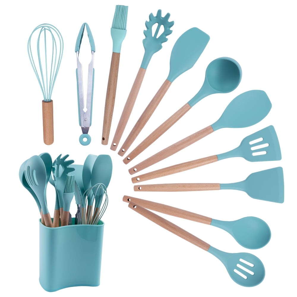 Buy Silicone Kitchen Utensil Set 12 Pieces Pink Green Blue Color Heat  Resistant Non-stick Baking Tool Silicone Cooking Utensils from Jiangmen Win  Top Houseware Co., Ltd., China