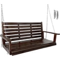 thumbnail image 1 of Fortune Candy 2 Seater Wooden Porch Swing with Hanging Chains, Heavy Duty 880 lbs, 4.5 ft Deep Brown, 1 of 10