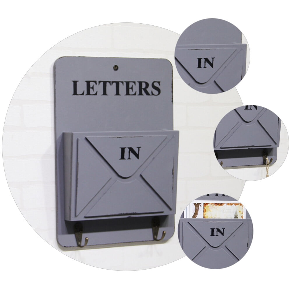 Home Shelf Wooden Mail Key Holder Wall Mount Mail Organizer Hanging