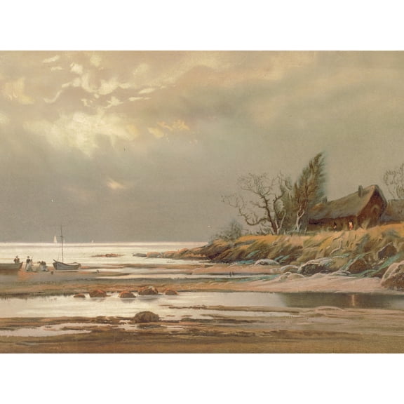Home Shore Nature Trees Ship Seascape Painting Extra Large XL Wall Art Poster Print