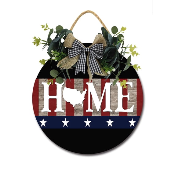 Home Sign for Front Door, Decor for Farmhouse Porch Decorations, Round Wooden Hanging Sign Housewarming Gift for Home Outdoor Indoor