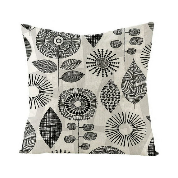 Home Simple Linen Pillow Cover Flower Sofa Pillow Cover