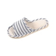 thumbnail image 1 of Home Slippers for Men Women Striped Cotton Linen Open-Toe House Slippers Breathable Slide Non-Slip Indoor Outdoor Slippers, 37, 1 of 4