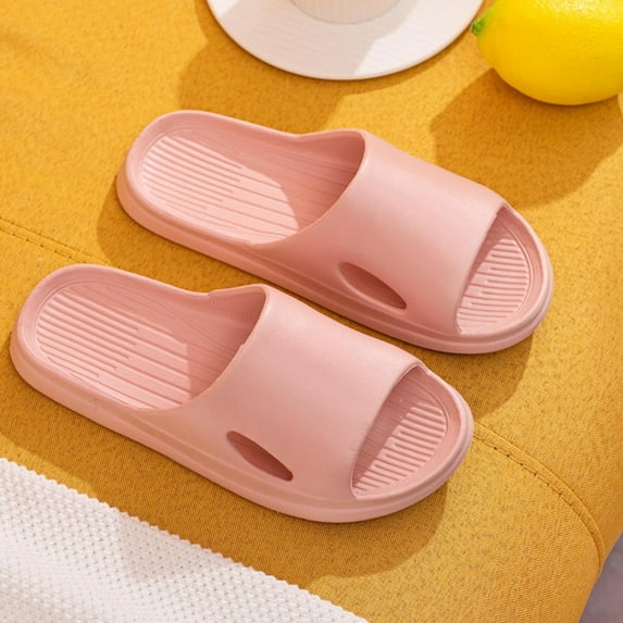 Home Slippers for Women Men Solid Non Slip Bath Shoes Super Soft Breathable Bathroom Bedroom Slides (5.5, Pink)