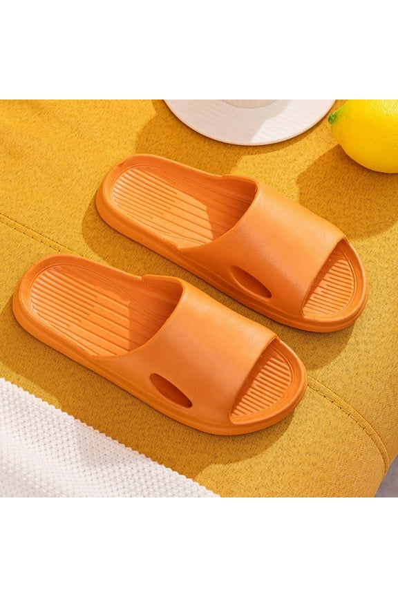 Home Slippers for Women Men Solid Non Slip Bath Shoes Super Soft Breathable Bathroom Bedroom Slides (6.5, Orange)