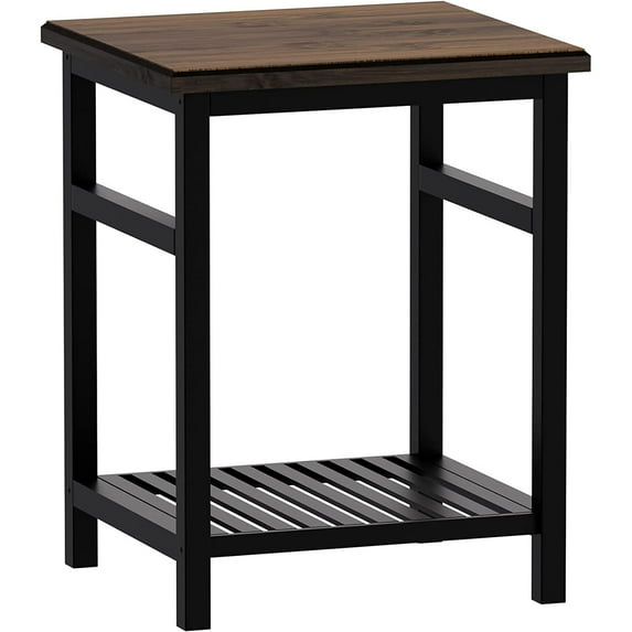 Home Small Bamboo Side Table, Rectangular Modern End Table with Open Shelf for Living Room, Simple Style Bedside Table for Bedroom, Coffee Table for Small Space, Brown