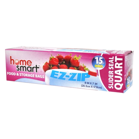 Home Smart Slide and Seal One Quart Food Storage Bags