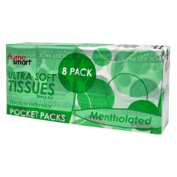 Home Smart Ultra Soft Mentholated Tissues Pocket Pack 8 Pack