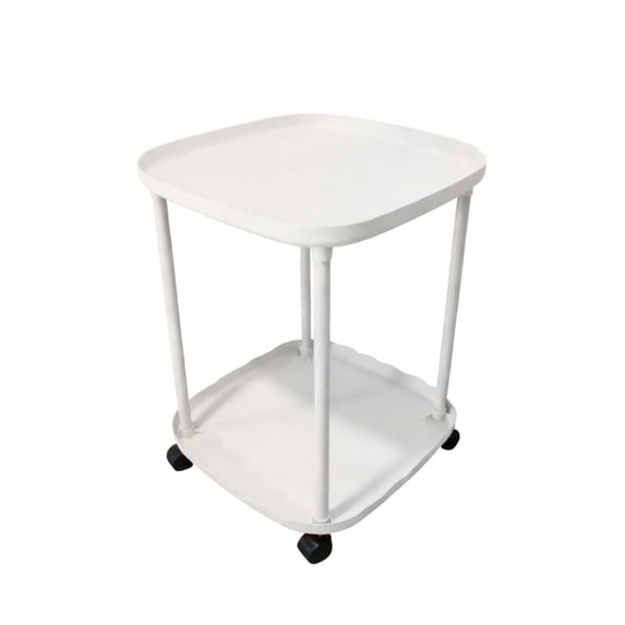 Home Sofa Side Table Concise Rolling Coffee Table Personalized Plastic Bedside Table for Bedroom Double-Tier Storage Rack