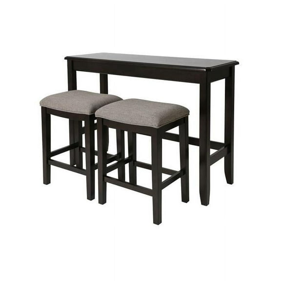 Home Sofa Table with Two Stools, Espresso