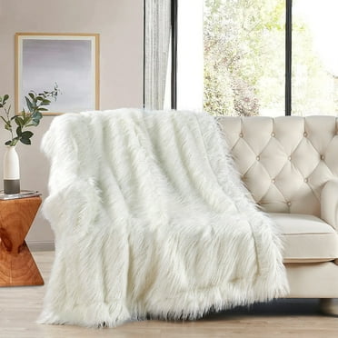 Home Soft Thing Mongolian Faux Fur Throw Blanket - Antique white - 50"X60"