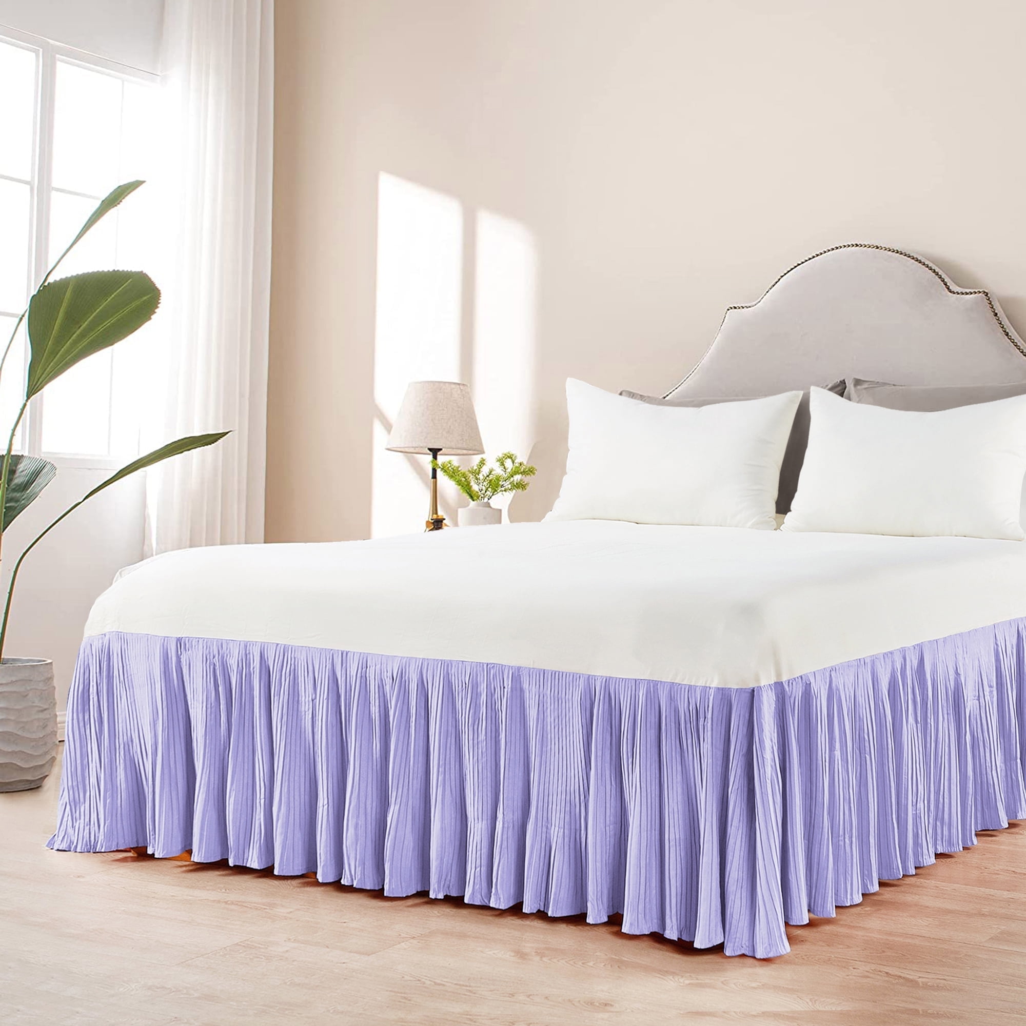 Home Soft Things Pleated Bed Skirt 18 drop Length Lavender Fog Queen 60 x 80 18