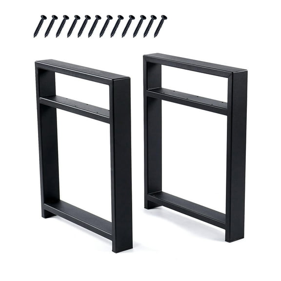 Home Soft Things 19'' Twin Layers Bench Leg, Black Metal Furniture Table Leg, Desk Legs, Set of 2, Black