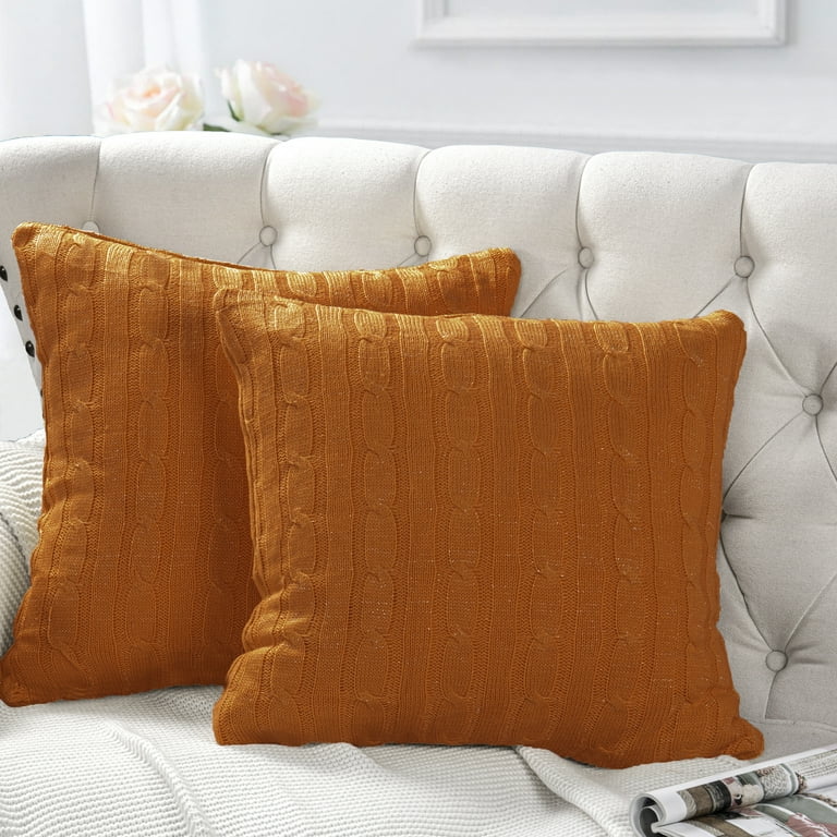 Home Soft Things 2 Piece Cable Knit Throw Pillow Cover Burnt