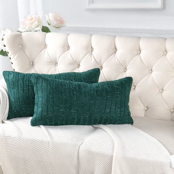 Home Soft Things 2 Piece Cable Knit Throw Pillow Cover - Deep Teal - 14" x26"