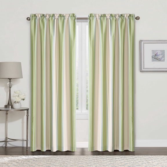 Home Soft Things 2 Piece Convent Garden Curtain Set - Green Stripe - 54" x 84"