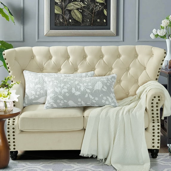 Home Soft Things 2 Piece Printed Microfiber Throw Pillow Cover Set - Birdsong Gray - 14" x 26"