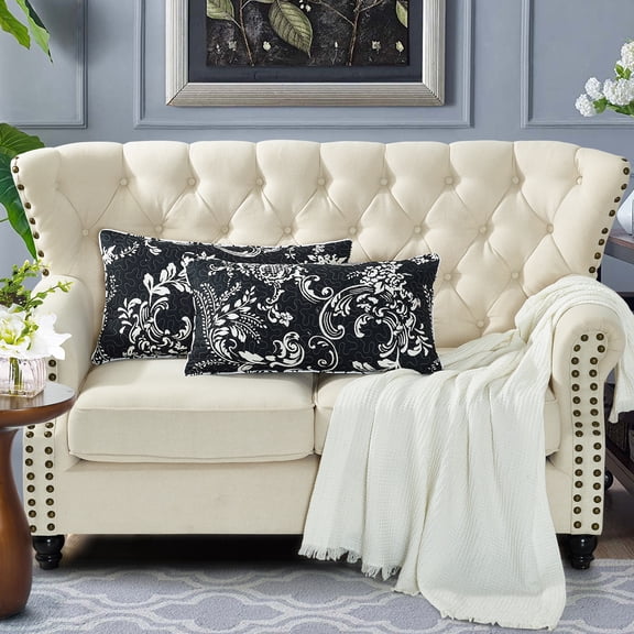 Home Soft Things 2 Piece Printed Microfiber Throw Pillow Cover Set - La Boheme Black - 14" x 26"