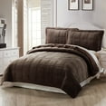 thumbnail image 1 of Home Soft Things 3 Piece Box Quilted Micromink Bedspread Set - Chocolate - King (102" x 90"), 1 of 6