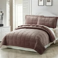 thumbnail image 1 of Home Soft Things 3 Piece Box Quilted Micromink Bedspread Set - Oatmeal- King (102" x 90"), 1 of 6