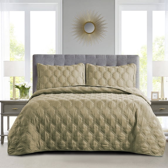 Home Soft Things 3 Piece Bradly Down Alternative Quilts Set - Antique Bronze - King (118" x 106")