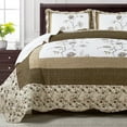 thumbnail image 1 of Home Soft Things 3 Piece Dorset Floral Patchwork Bedspread Set - Coffee - Queen (90" x 90"), 1 of 10