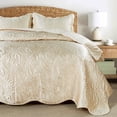 thumbnail image 1 of Home Soft Things 3 Piece Quilted Satin Bedspread Set - King 108"x96" - Champagne, 1 of 13