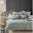 thumbnail image 1 of Home Soft Things 3 Piece Washed Cotton Duvet Cover Set - Windowpane - Blue - Queen (92" x 90"), 1 of 7