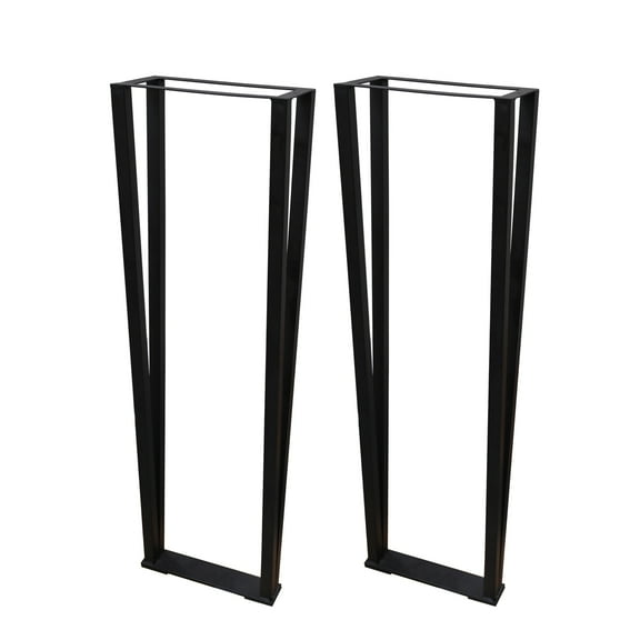 Home Soft Things 30" Trapezoid Metal Furniture Table Legs Heavy Duty Tube Iron Desk Legs, Set of 2, Black