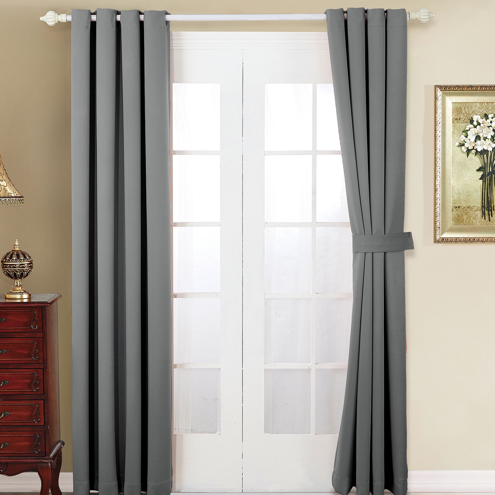 Gray Polyester Blackout Grommet Curtain Panels for Kids