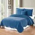 thumbnail image 1 of Home Soft Things 4 Piece Diamond Square Bedspread Quilts Set - Blue - Queen (90" x 90"), 1 of 5