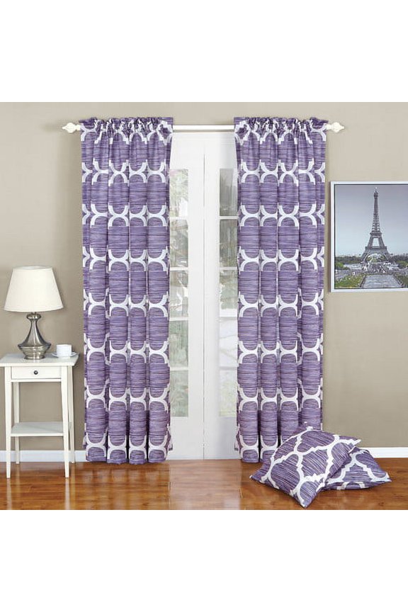 4 Piece Honor Curtain and Pillow Cover Combo - Lavender - 70" x 84"/20" x 20"