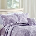 thumbnail image 1 of Home Soft Things 4-Piece Reversible Damask Embroidery Bedspread Set, Lavender Fog, Oversized King 120"x120", 1 of 6