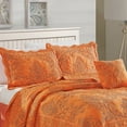 thumbnail image 1 of Home Soft Things 4-Piece Reversible Damask Embroidery Bedspread Set, Nectarine, Oversized King 120"x120", 1 of 6